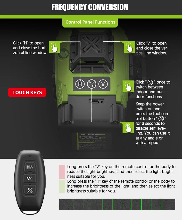 LFINE 16 Lines 4D Laser Level 12 Lines 3D level 360°Self-leveling Horizontal and Vertical Cross Super Powerful Green Laser Beams