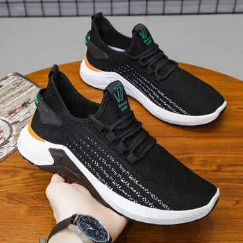 2024 Men Casual Shoes Breathable Walking Mesh Lace Up Flat Shoes Sneakers