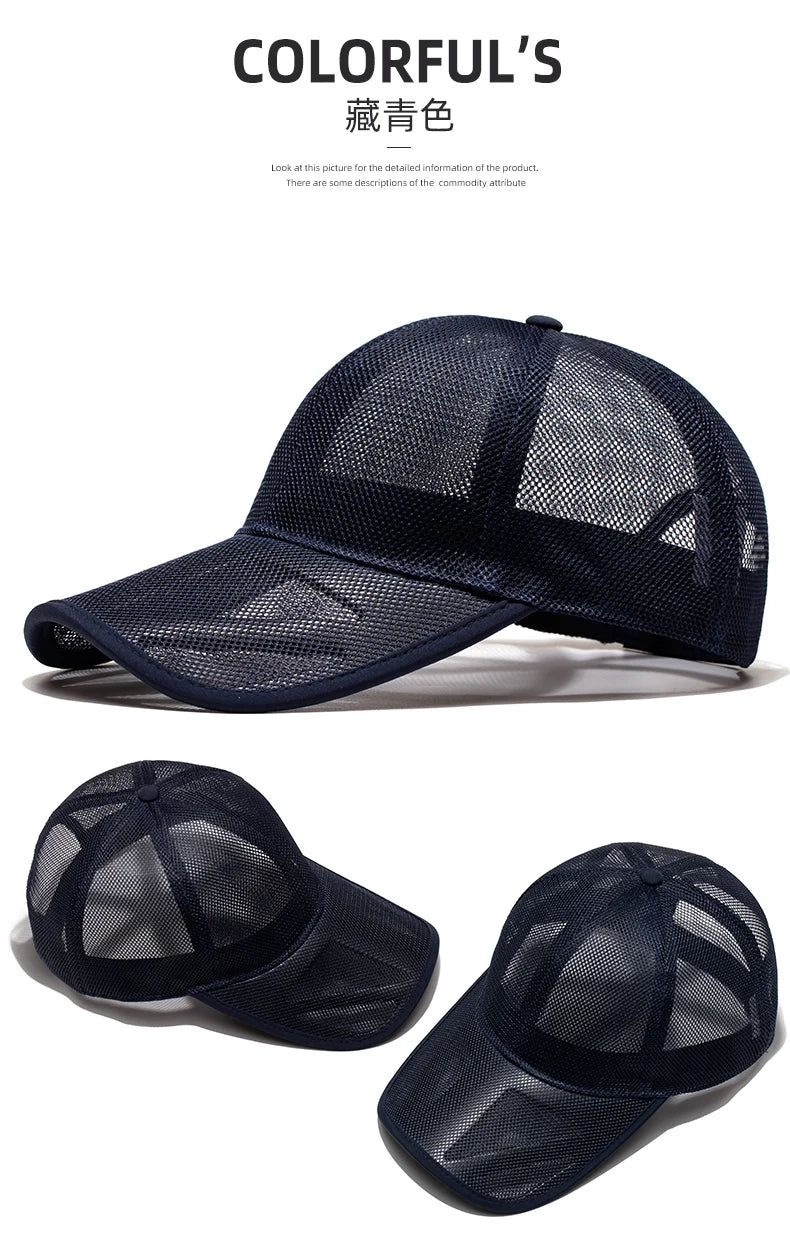 Adult Summer Mesh Sun Cap Lady Outdoors Sport Hat Man Big Size Baseball Caps 56-60cm L 60-65cm