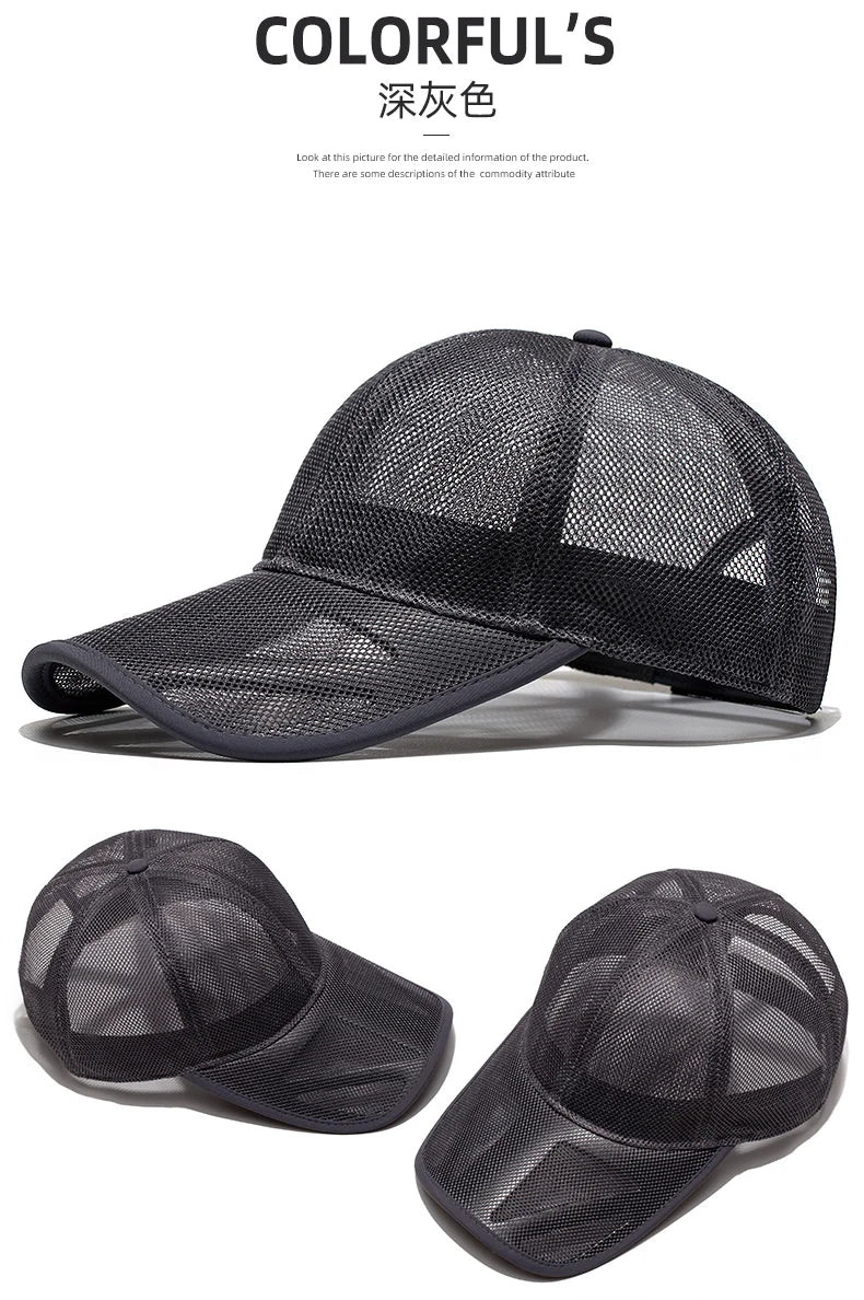 Adult Summer Mesh Sun Cap Lady Outdoors Sport Hat Man Big Size Baseball Caps 56-60cm L 60-65cm