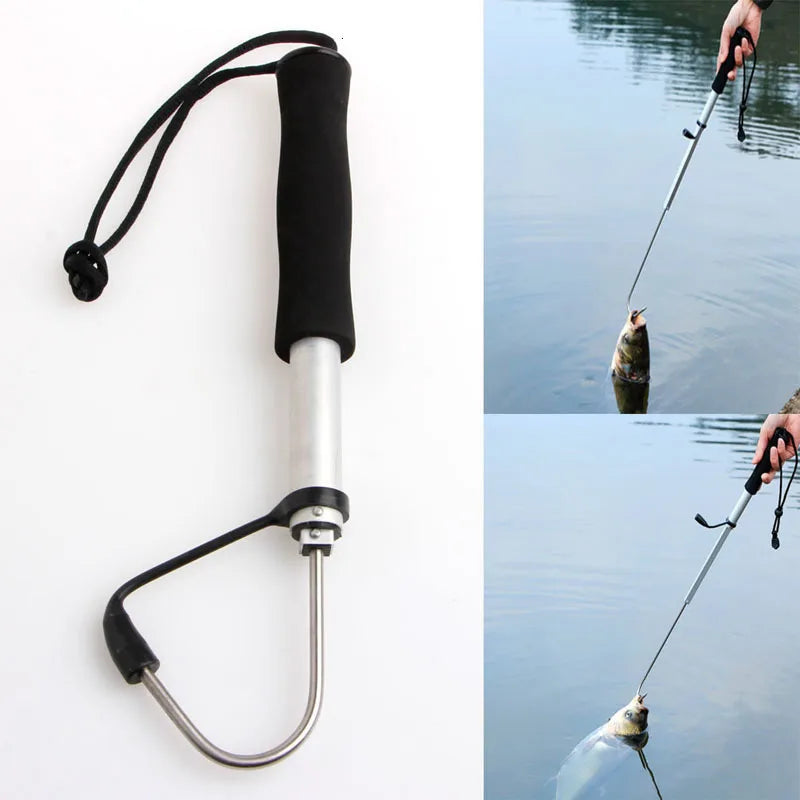 Mavllos Retractable EVA Handle Fishing Spear Sea Telescopic Fishing Gaff Hooks Aluminum Alloy Fish Gaff Stainless Fishing Spear