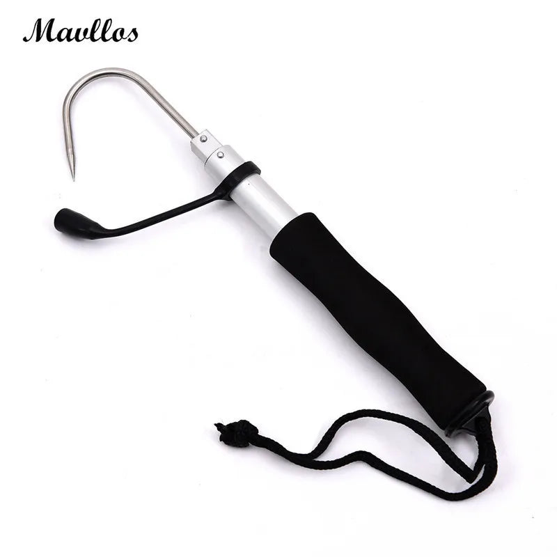 Mavllos Retractable EVA Handle Fishing Spear Sea Telescopic Fishing Gaff Hooks Aluminum Alloy Fish Gaff Stainless Fishing Spear