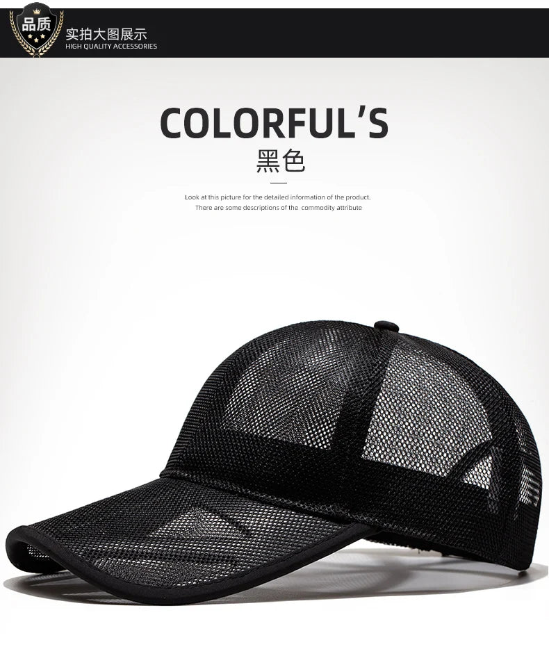 Adult Summer Mesh Sun Cap Lady Outdoors Sport Hat Man Big Size Baseball Caps 56-60cm L 60-65cm