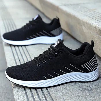 2024 Men Casual Shoes Breathable Walking Mesh Lace Up Flat Shoes Sneakers