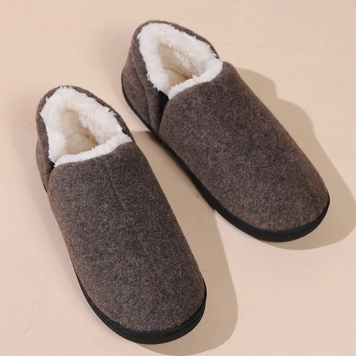 Crestar Winter Plush Slippers For Men Outdoor Antiskid Warm Cotton Slippers Indoor Fur Fluffy Flat Home Shoes Casual Furry Shoes