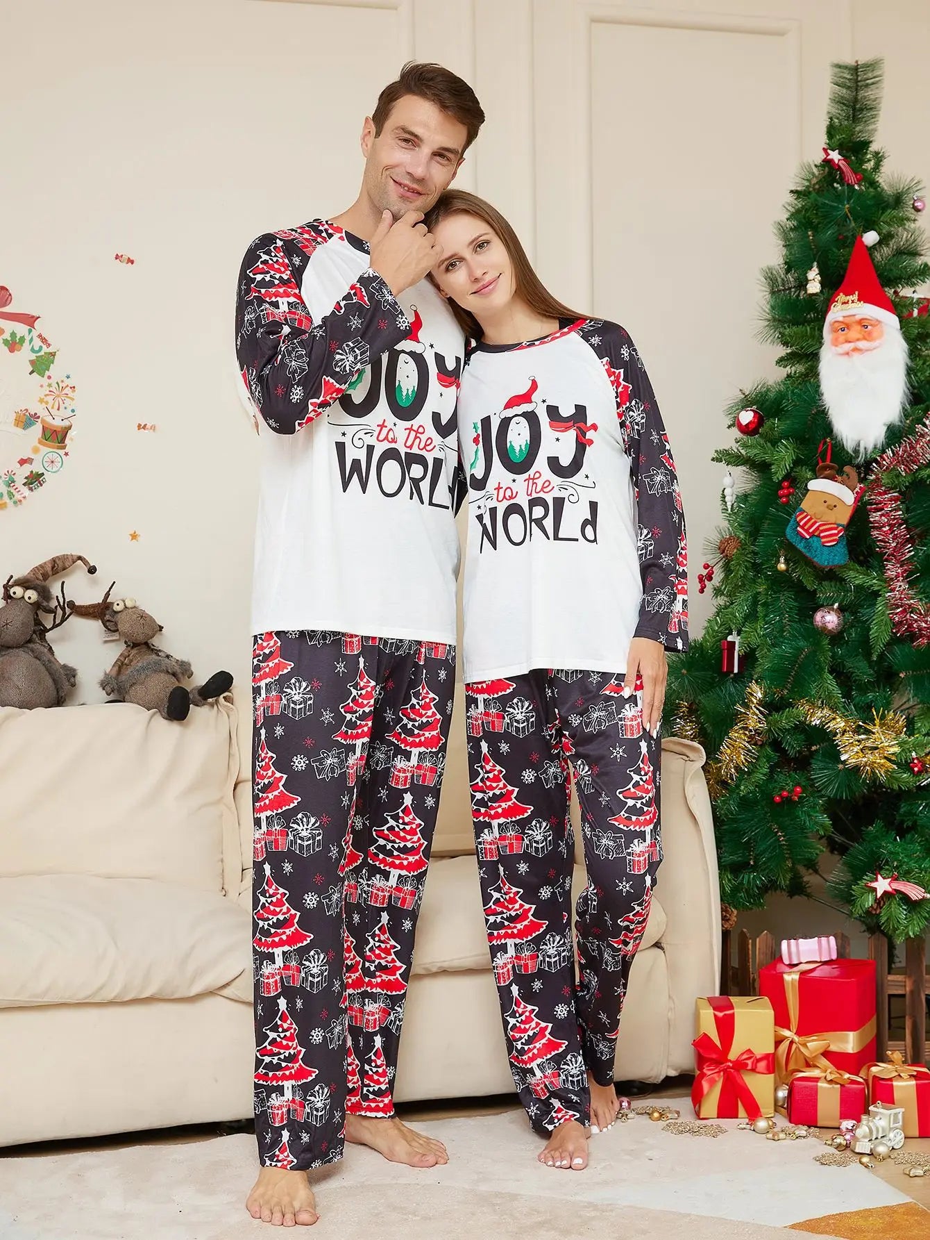 Family Christmas Matching Pajamas Set 2025 NEW JOY WORLD Print Xmas Costume Family Pjs Pyjamas Baby Jumpsuit Dog Clothing