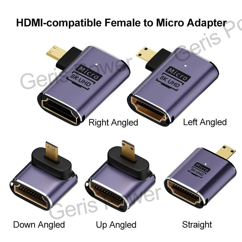 HDMI-Compatible Adapter 90 270 Degree Right Angle Male to Female Converter 8K HD Connector Mini / Micro HDMI-compatible Extender