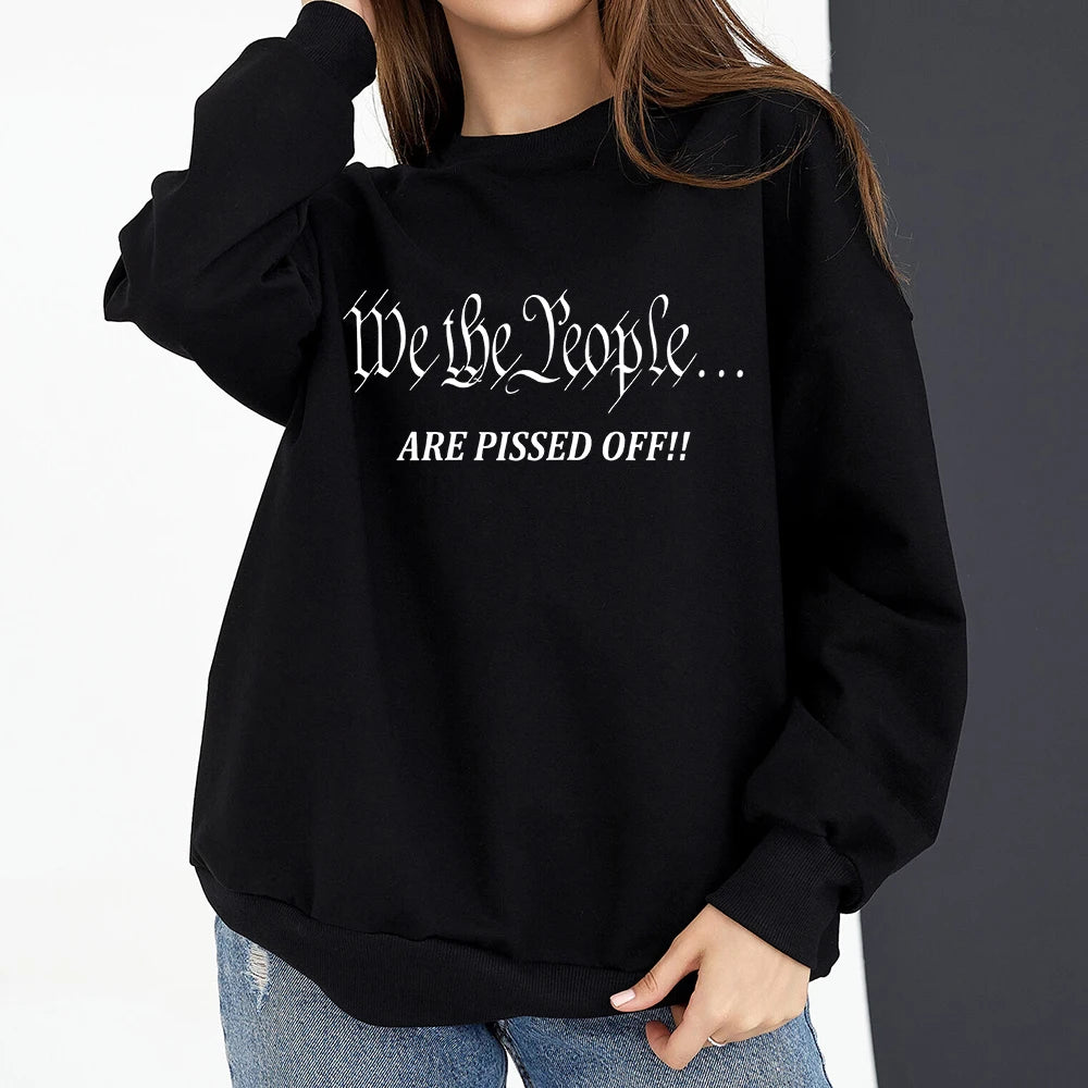 Vintage American Flag I Identify As A Pissed Off American Women Sweatshirt Fashion Long Sleeve O-neck Pullover Tops hoodies