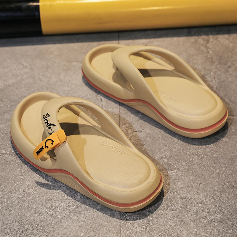 Men's Platform Flip Flops Summer Soft Sole EVA Slippers for Men Outdoor Casual Beach Shoes Home Non-slip Bathroom Slides Shoes