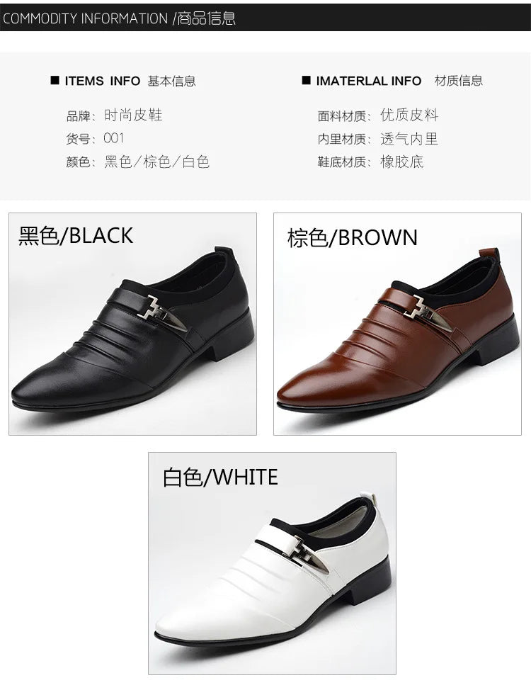 2023Classic Men Dress Shoes Slip on Black Leather Shoes for Men Plus Size Point Toe Business Casual Men Formal Shoes for Wedding