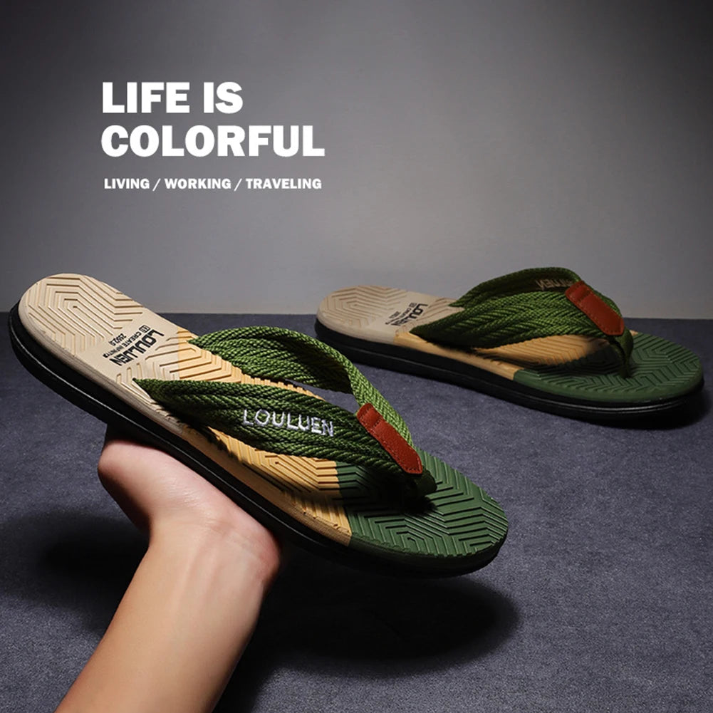 2024 New Fashion Man Flip Flops Outdoor Summer Beach Slippers for Men Casual Flip Flops Non-Slip Shoes Slippers Male