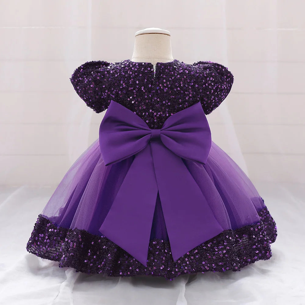 Toddler Girls 1st Birthday Clothes Bow Cute Baby Baptism Gown Kids Wedding Party Elegant Princess Vestidos Christmas Costume