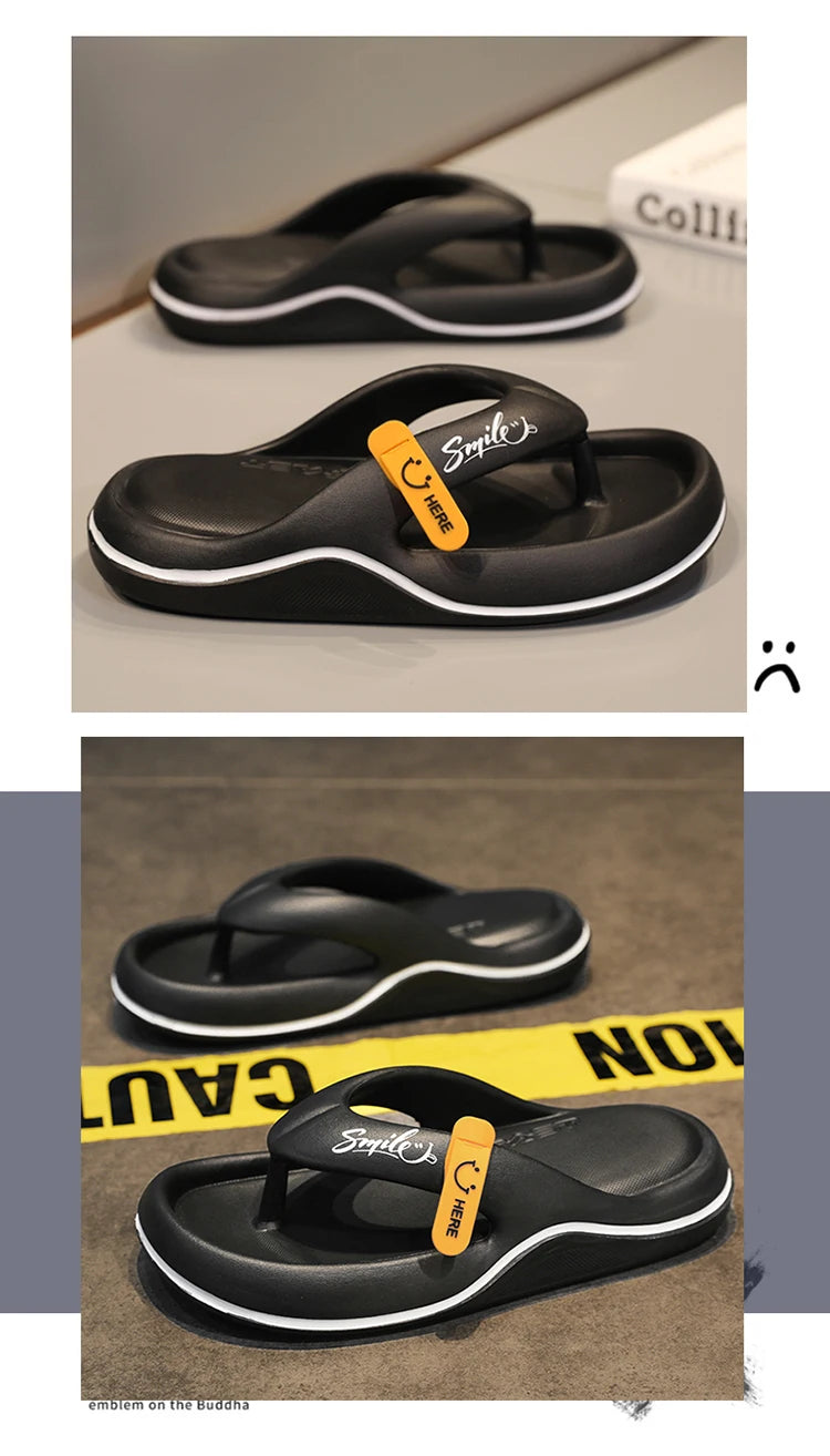 Men's Platform Flip Flops Summer Soft Sole EVA Slippers for Men Outdoor Casual Beach Shoes Home Non-slip Bathroom Slides Shoes