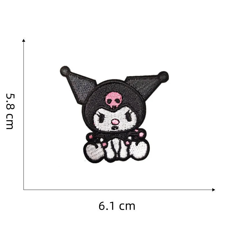 7Pcs Cartoon  Kuromi Anime Self-adhesive Applique For Sew Child Clothes Iron on Embroidery Patches DIY Kwaii Coat Decor Badge