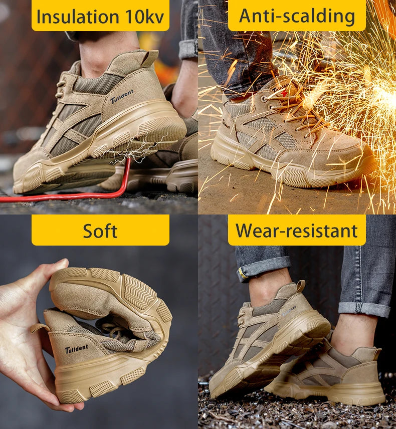 Safety Shoes Men With Steel Toe Cap Anti-smash Men Work Shoes Sneakers Light Puncture-Proof Indestructible Shoes Dropshipping