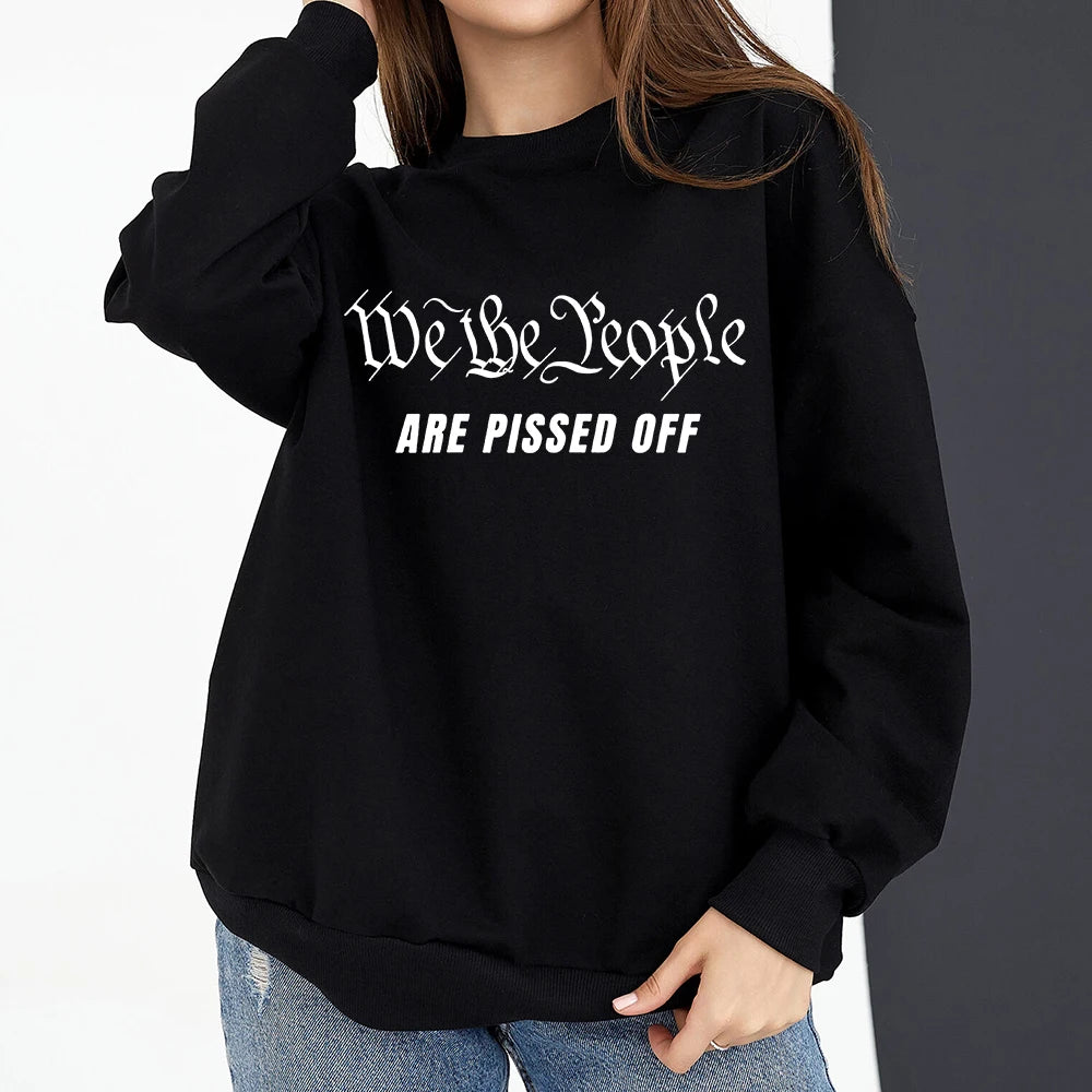 Vintage American Flag I Identify As A Pissed Off American Women Sweatshirt Fashion Long Sleeve O-neck Pullover Tops hoodies