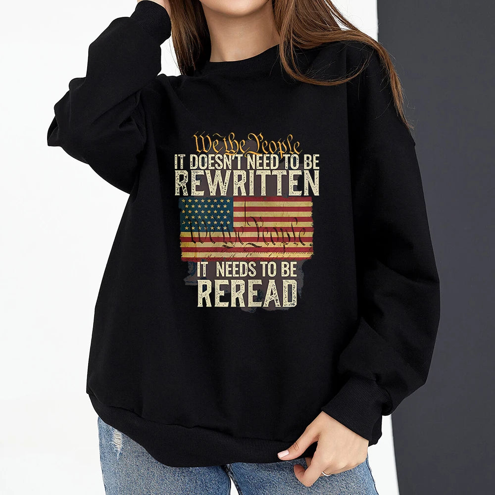 Vintage American Flag I Identify As A Pissed Off American Women Sweatshirt Fashion Long Sleeve O-neck Pullover Tops hoodies