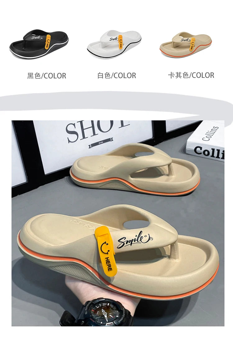 Men's Platform Flip Flops Summer Soft Sole EVA Slippers for Men Outdoor Casual Beach Shoes Home Non-slip Bathroom Slides Shoes