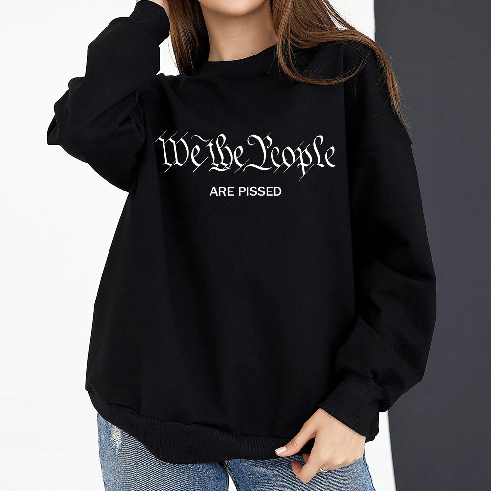 Vintage American Flag I Identify As A Pissed Off American Women Sweatshirt Fashion Long Sleeve O-neck Pullover Tops hoodies