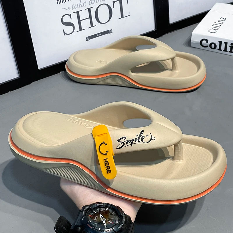 Men's Platform Flip Flops Summer Soft Sole EVA Slippers for Men Outdoor Casual Beach Shoes Home Non-slip Bathroom Slides Shoes