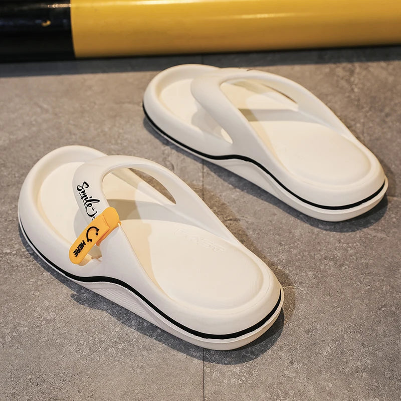 Men's Platform Flip Flops Summer Soft Sole EVA Slippers for Men Outdoor Casual Beach Shoes Home Non-slip Bathroom Slides Shoes