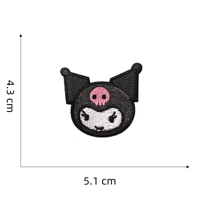 7Pcs Cartoon  Kuromi Anime Self-adhesive Applique For Sew Child Clothes Iron on Embroidery Patches DIY Kwaii Coat Decor Badge