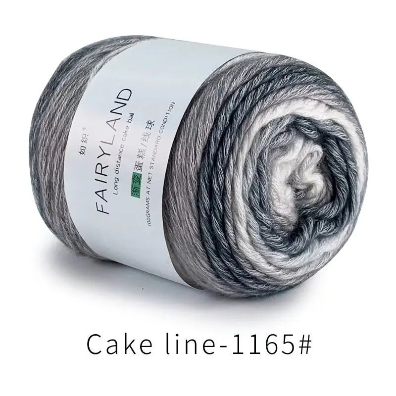 Gradient Cake Fairyland Rainbow Yarn 60% Cotton 30% Acrylic 10% Wool,Multicolor Crochet Knitti