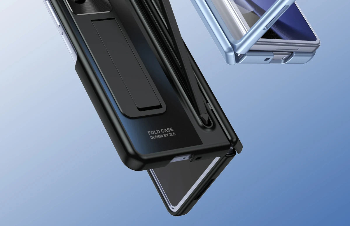 Shockproof Fold5 Hinge Protection Case For Samsung Galaxy Z Fold 6 5 4 With Touch Pen Stand Tempered Glass Protective Film Cover