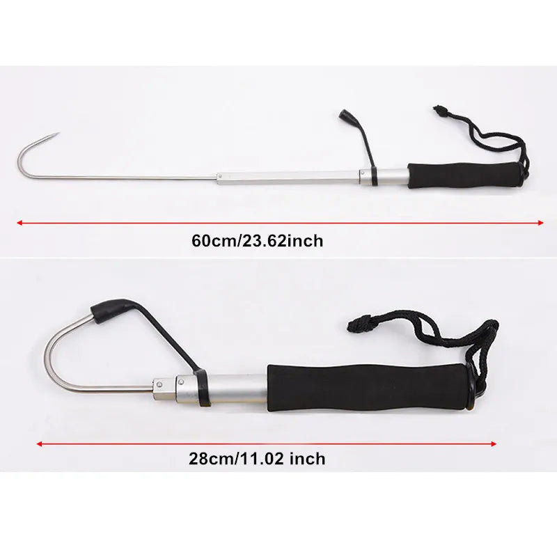 Mavllos Retractable EVA Handle Fishing Spear Sea Telescopic Fishing Gaff Hooks Aluminum Alloy Fish Gaff Stainless Fishing Spear