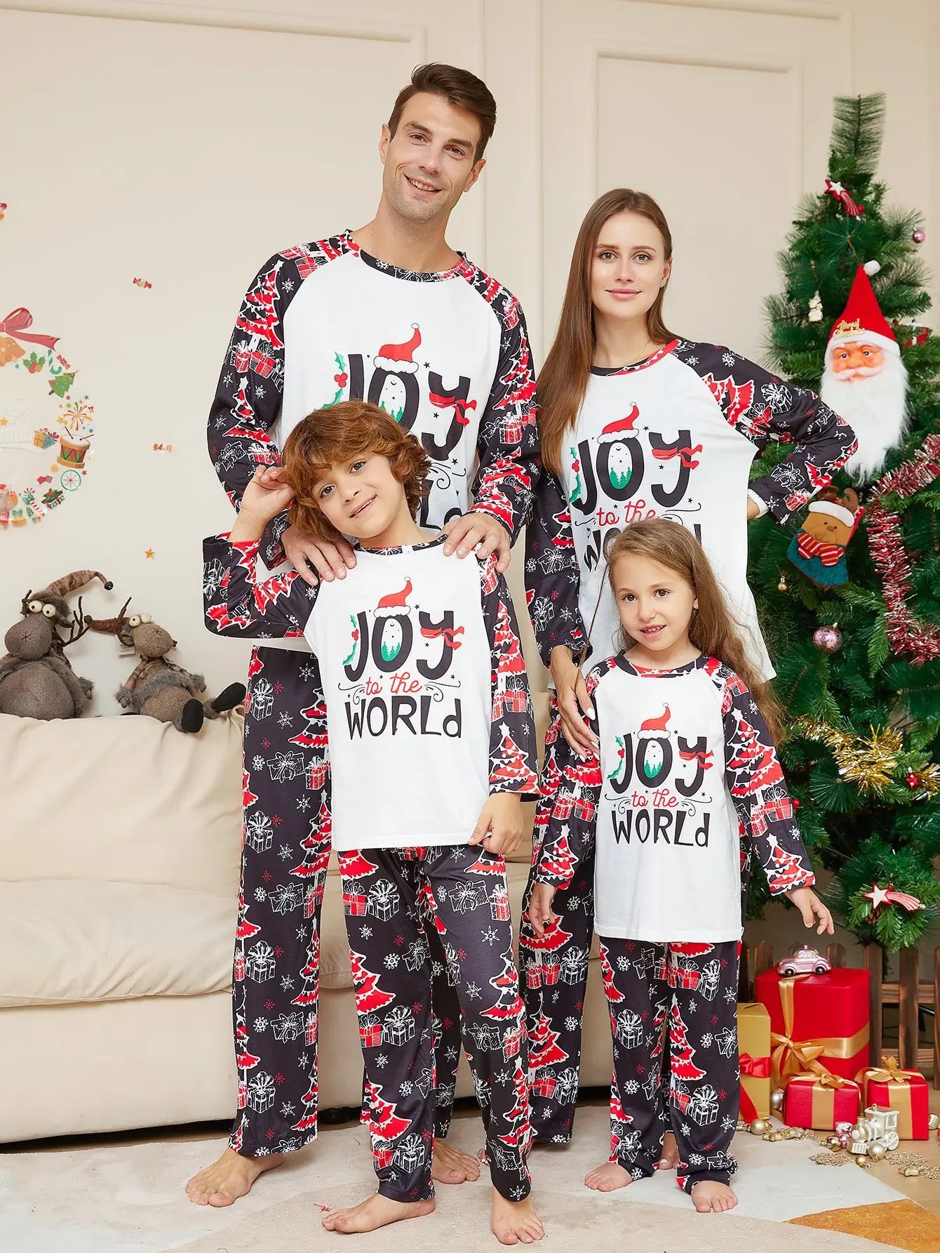 Family Christmas Matching Pajamas Set 2025 NEW JOY WORLD Print Xmas Costume Family Pjs Pyjamas Baby Jumpsuit Dog Clothing