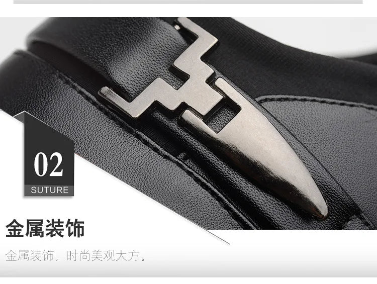 2023Classic Men Dress Shoes Slip on Black Leather Shoes for Men Plus Size Point Toe Business Casual Men Formal Shoes for Wedding