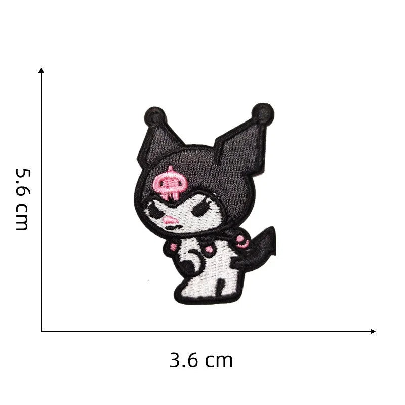 7Pcs Cartoon  Kuromi Anime Self-adhesive Applique For Sew Child Clothes Iron on Embroidery Patches DIY Kwaii Coat Decor Badge