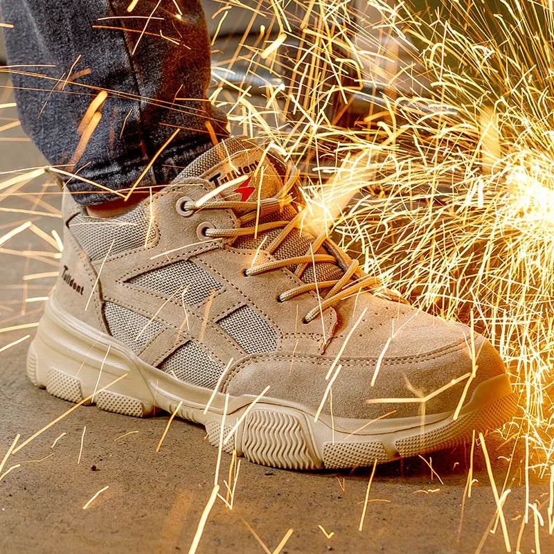 Safety Shoes Men With Steel Toe Cap Anti-smash Men Work Shoes Sneakers Light Puncture-Proof Indestructible Shoes Dropshipping