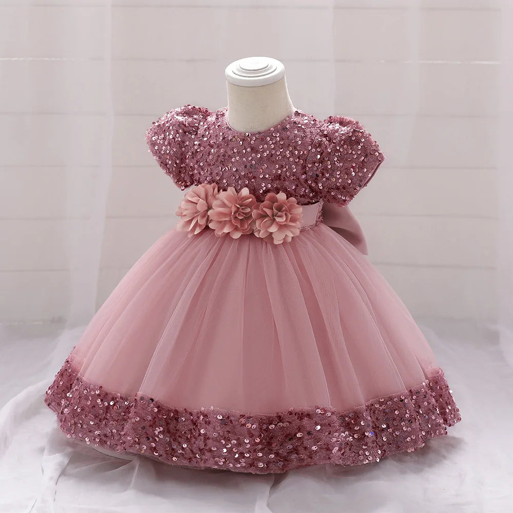 Toddler Girls 1st Birthday Clothes Bow Cute Baby Baptism Gown Kids Wedding Party Elegant Princess Vestidos Christmas Costume