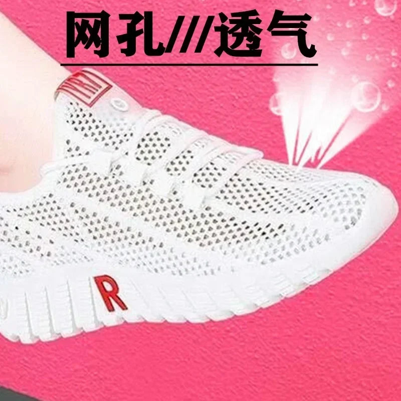 New Strict Fashionable Shoes for Women Summer Running Breathable White Walking Casual Sports Mesh Shoes