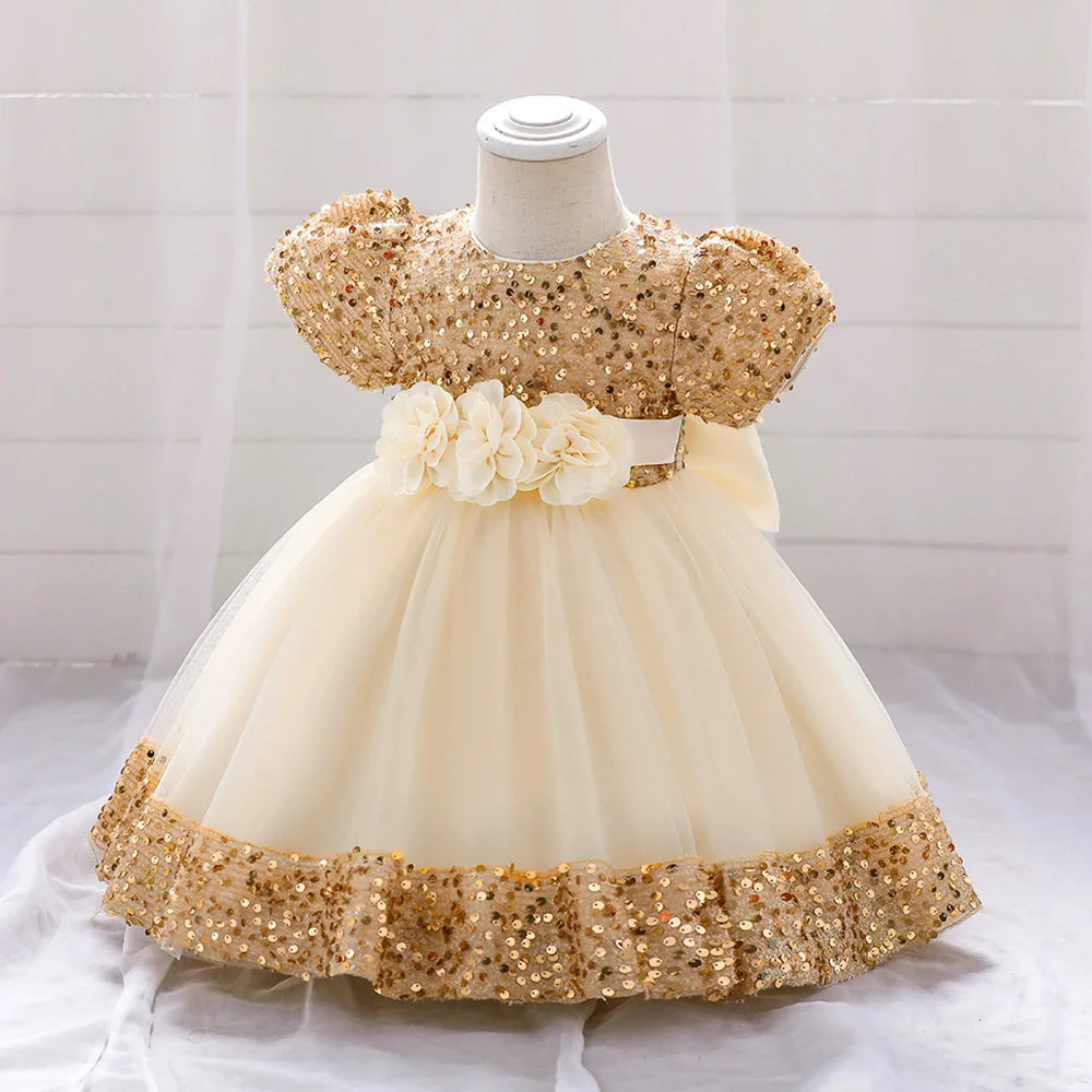 Toddler Girls 1st Birthday Clothes Bow Cute Baby Baptism Gown Kids Wedding Party Elegant Princess Vestidos Christmas Costume