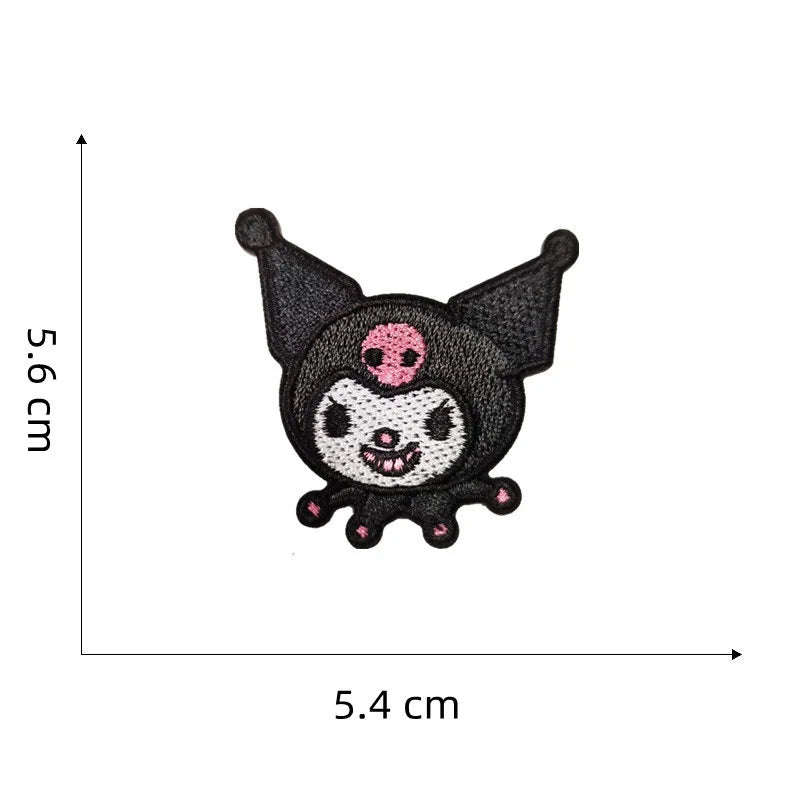 7Pcs Cartoon  Kuromi Anime Self-adhesive Applique For Sew Child Clothes Iron on Embroidery Patches DIY Kwaii Coat Decor Badge