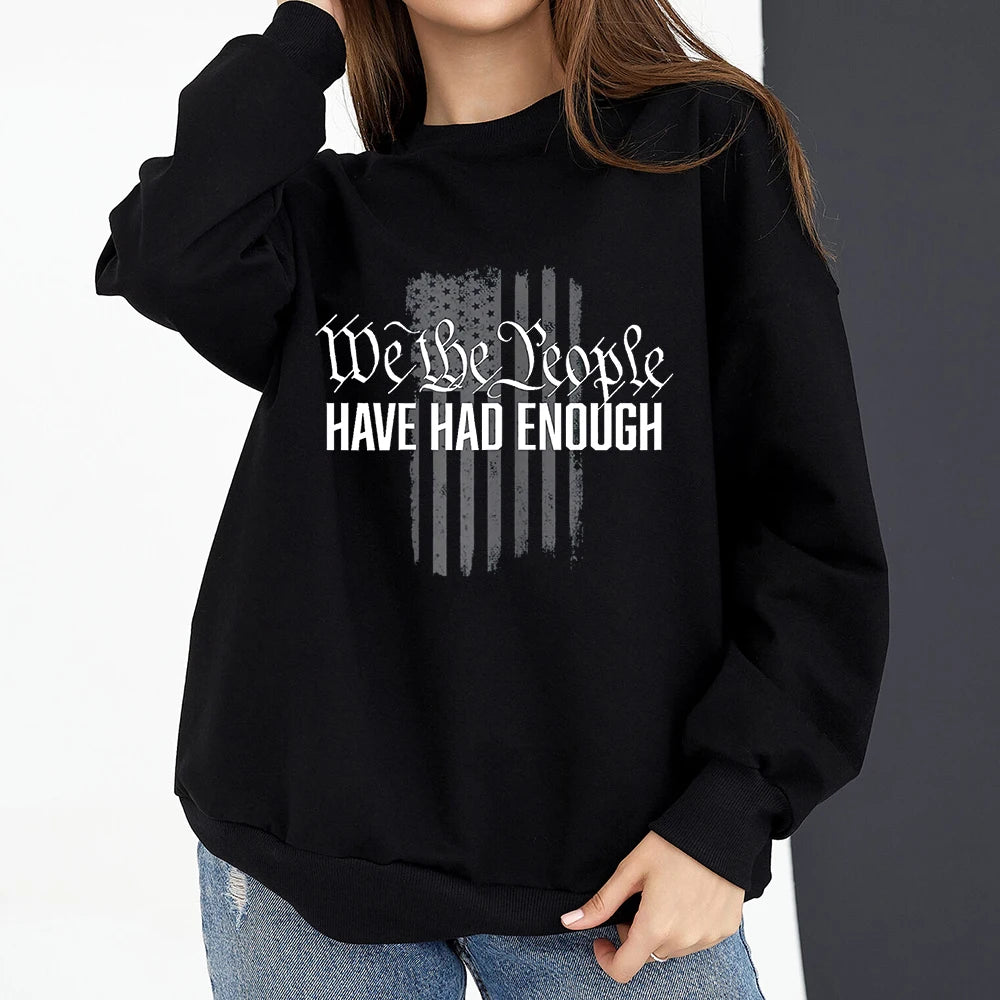 Vintage American Flag I Identify As A Pissed Off American Women Sweatshirt Fashion Long Sleeve O-neck Pullover Tops hoodies